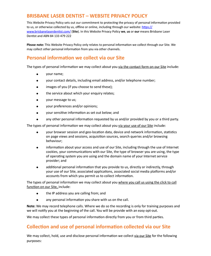 Website Privacy Policy